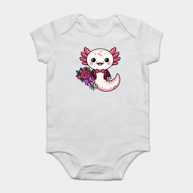 Axolotl Valentine Baby Bodysuit by JessArty